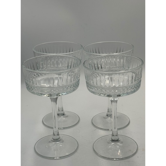 Other - Panache Set of 4  Clear Fluted Diamond Band Champagne Coupe Cocktail‎ Glasses